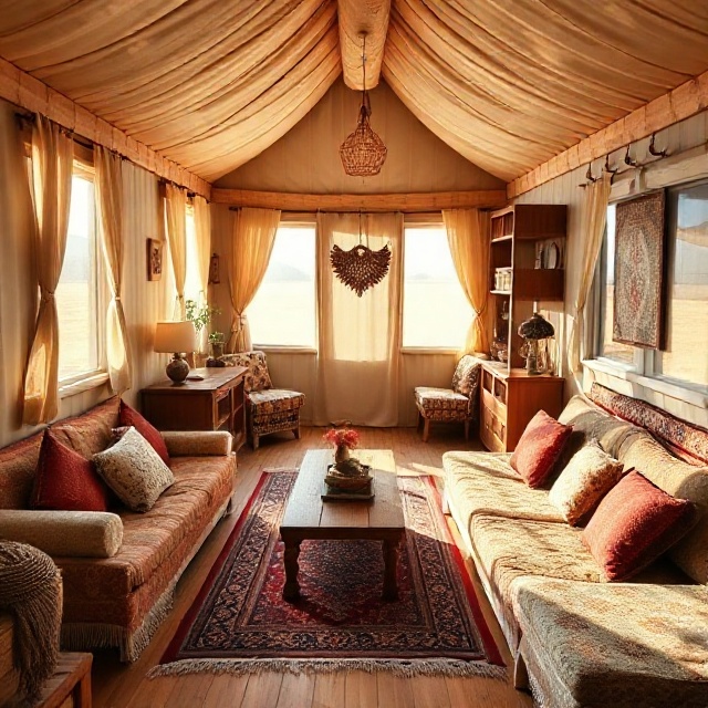 فضای داخلی خانه پیش ساخته عشایری