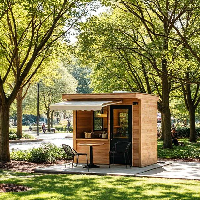 مینی‌کافه پیش‌ساخته در باغ‌ها و فضاهای سبز شهری